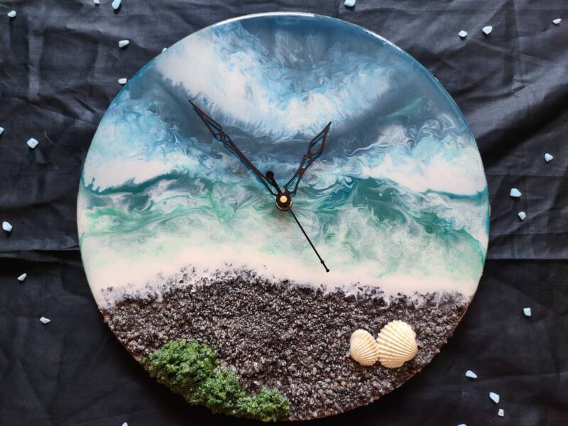 wall clock epoxy art