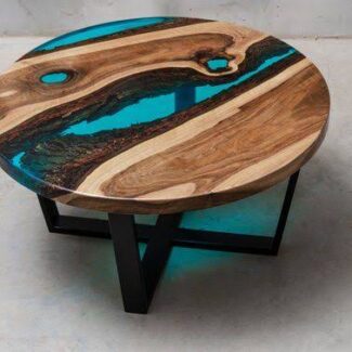 Blue Epoxy Round Table