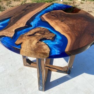 Round Blue River Table