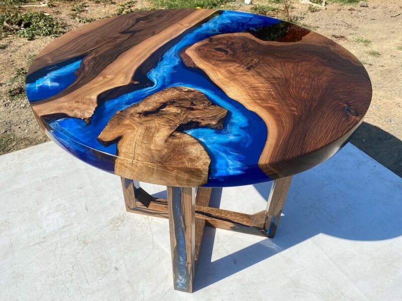 Round Blue River Table