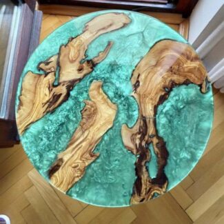 round wood epoxy table