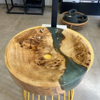 Round Natural Epoxy Wooden Wash Basin