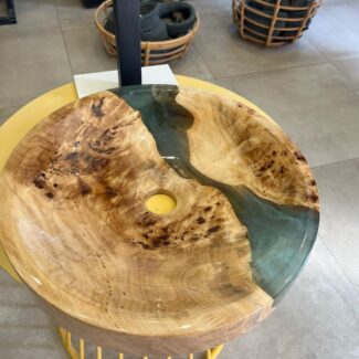 Round Natural Epoxy Wooden Wash Basin