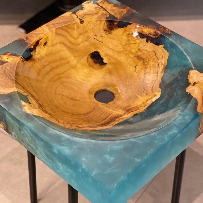 Natural Epoxy Wooden Wash Basin